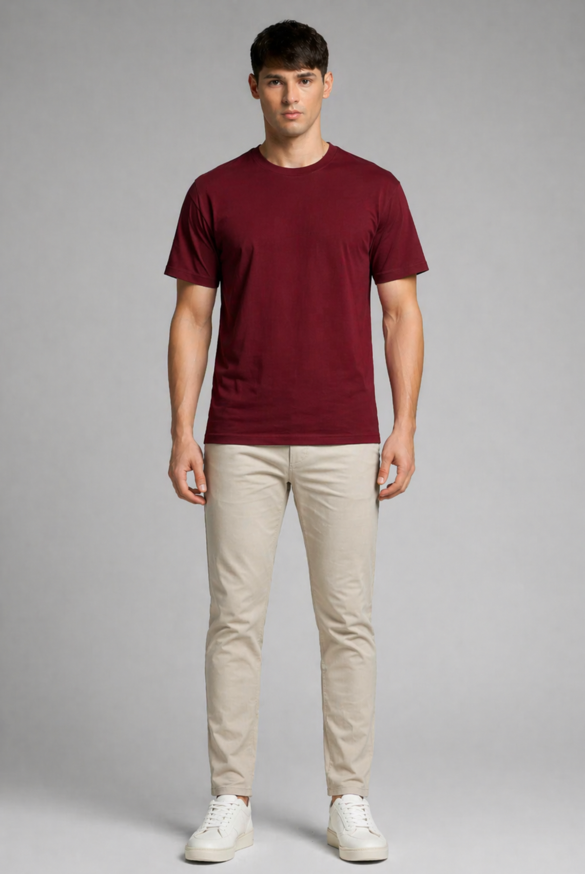 Maroon oversized t-shirt men - front view
