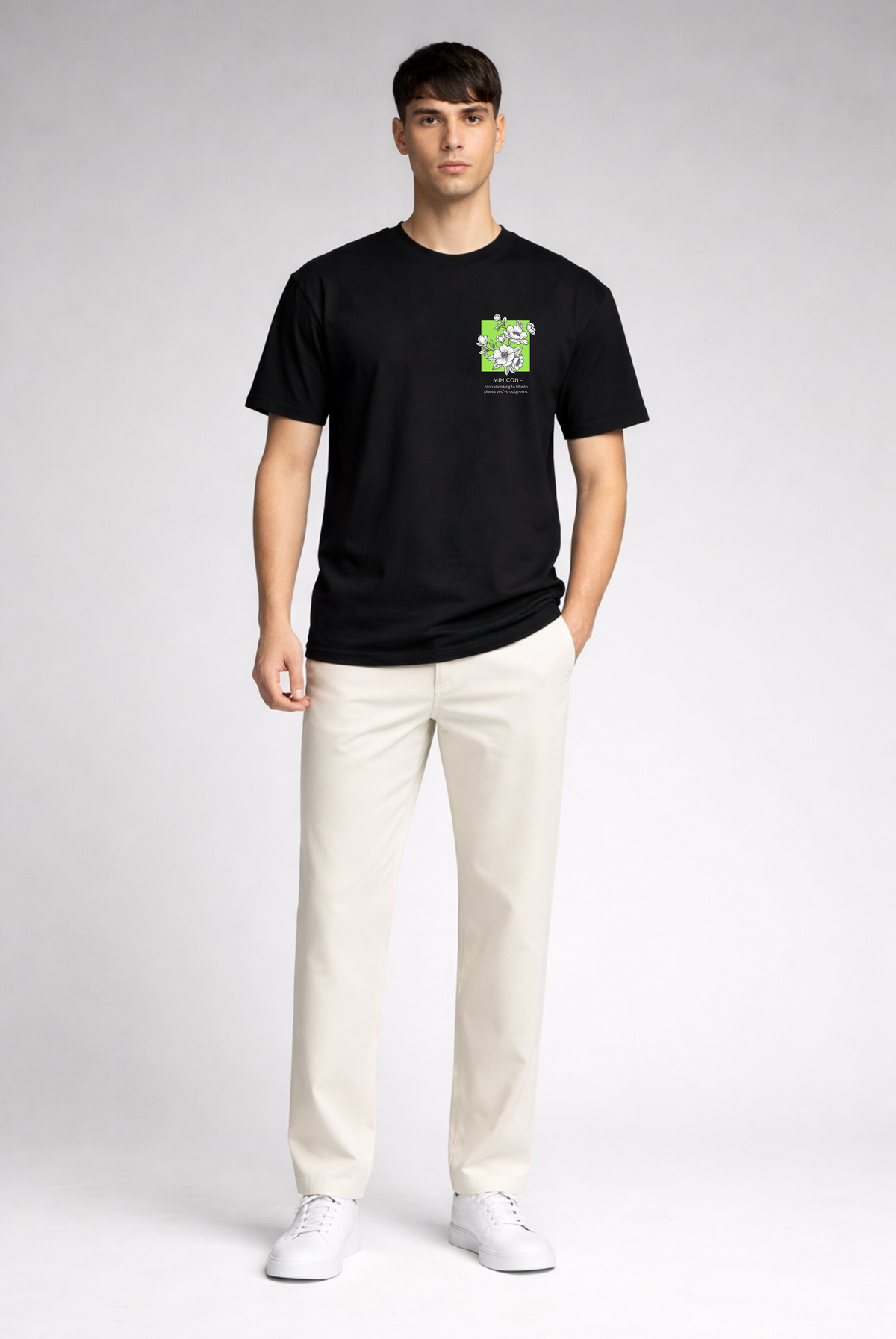 Black graphic print oversized t-shirt men - front view