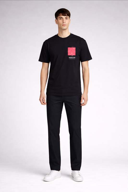 Black floral print oversized t-shirt men - front view
