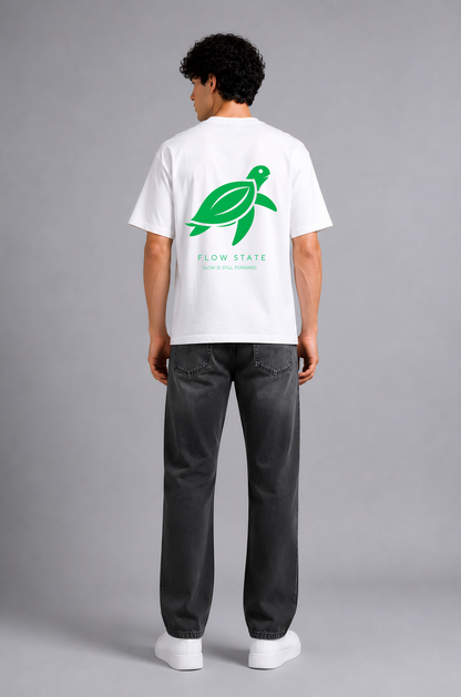 White oversized t-shirt men - back view