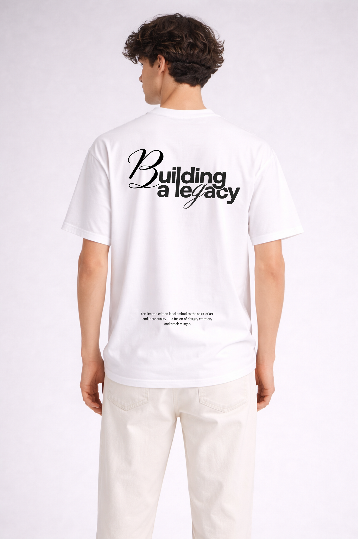 White graphic print t-shirt men - back view