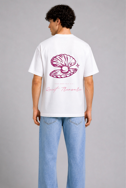 White pink graphic t-shirt men - back view