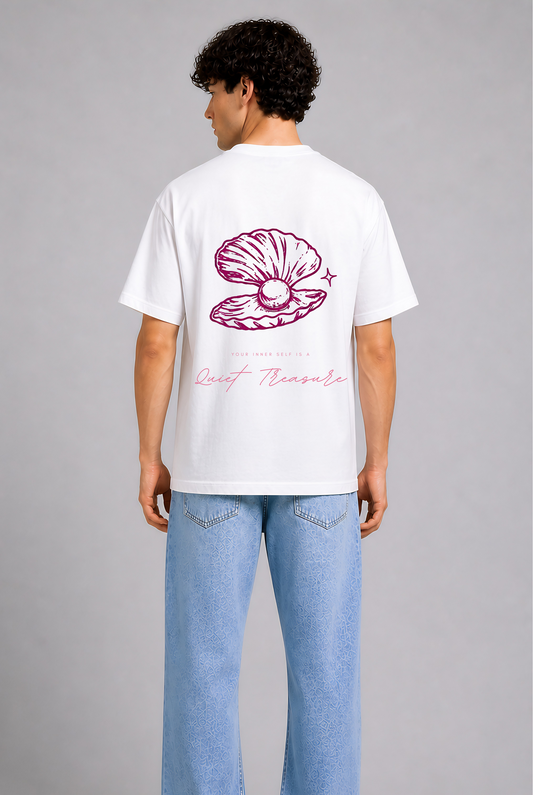 White pink graphic t-shirt men - back view