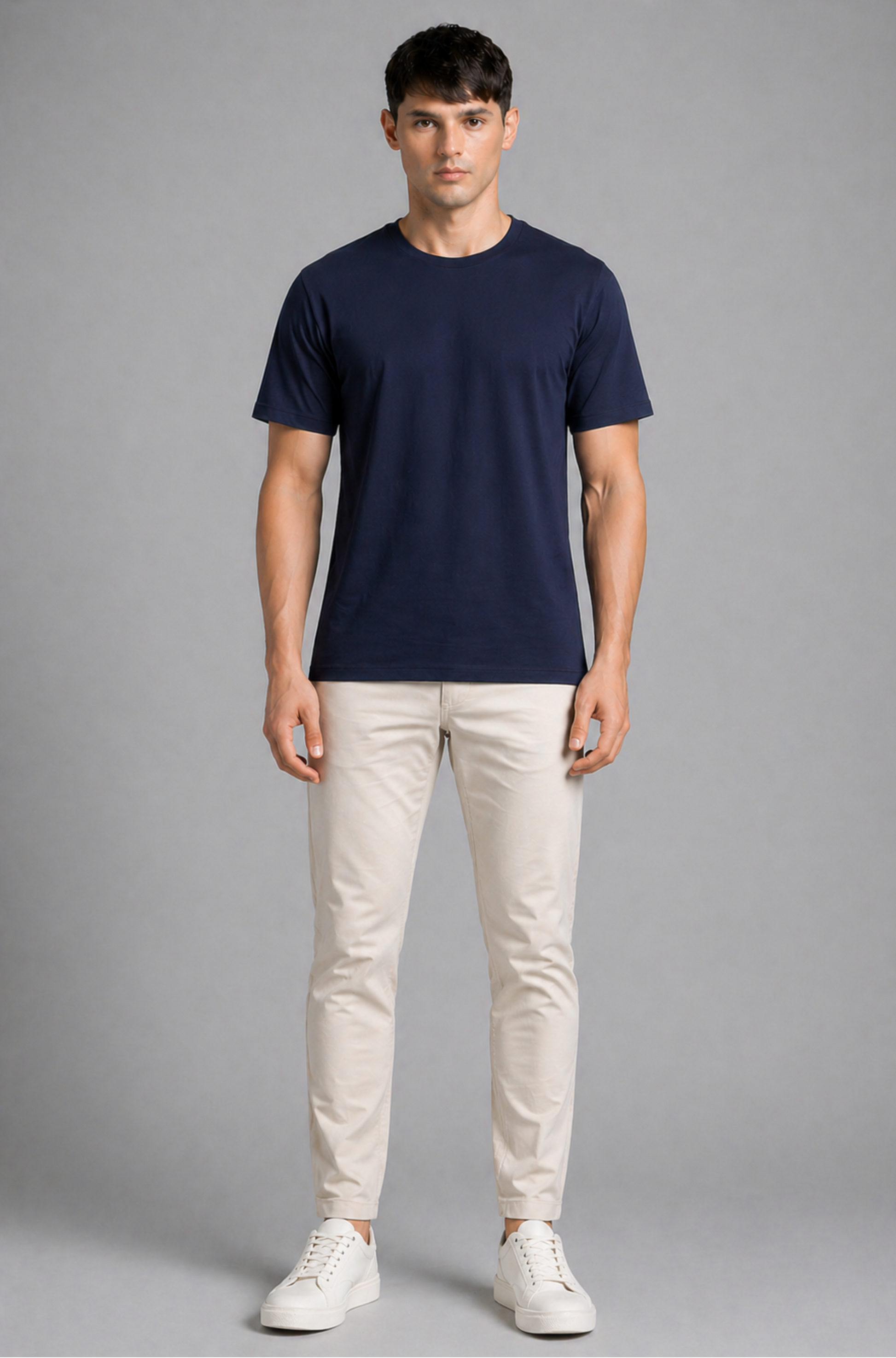 Navy blue oversized t-shirt men - front view