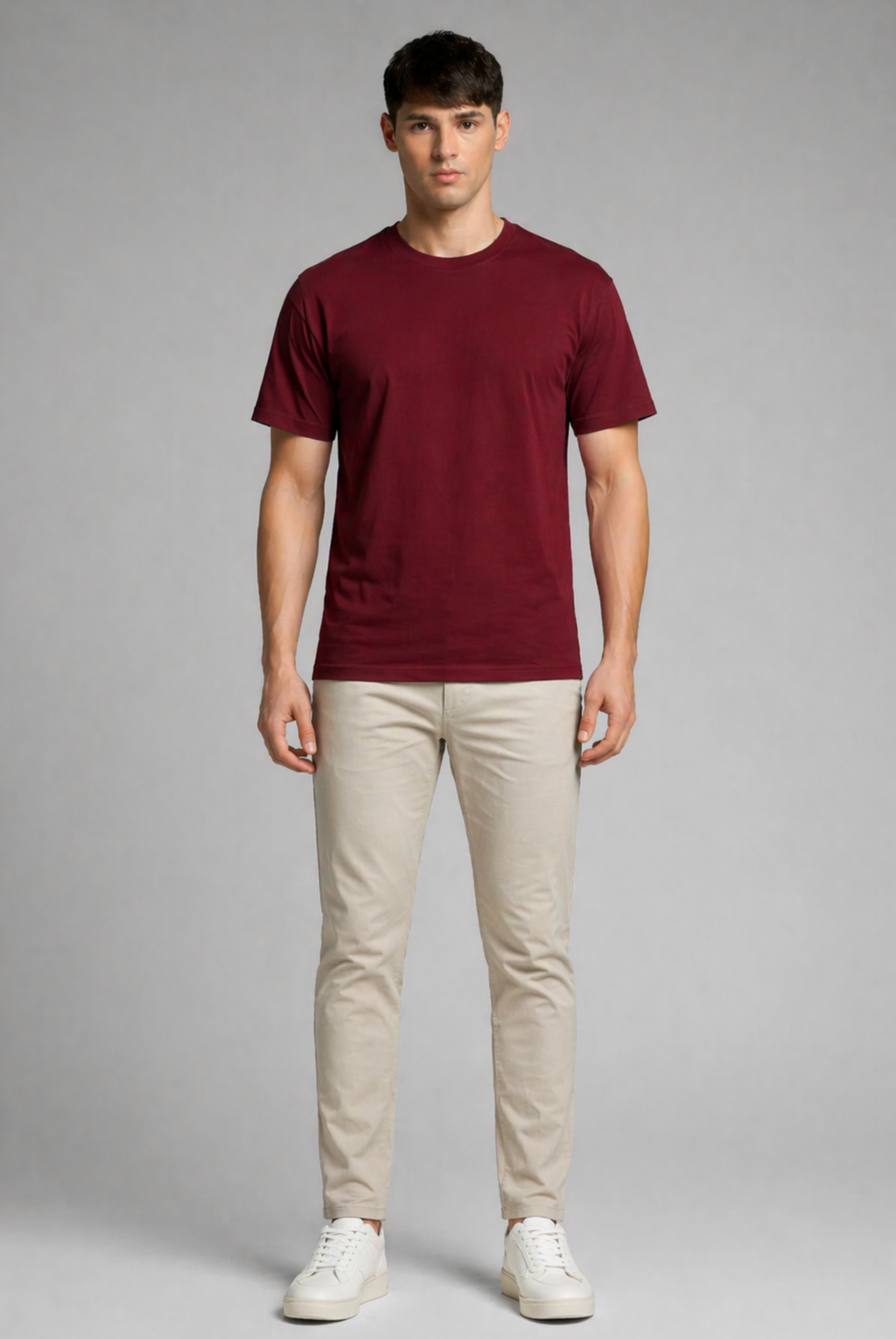 Maroon oversized t-shirt men - front view
