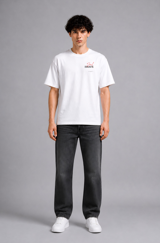 White graphic print oversized t-shirt men - front view
