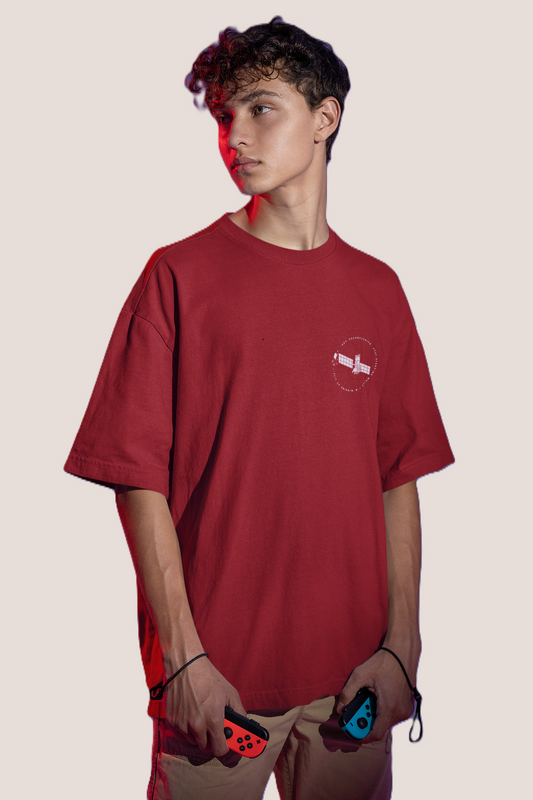 Red graphic print oversized t-shirt men - front view