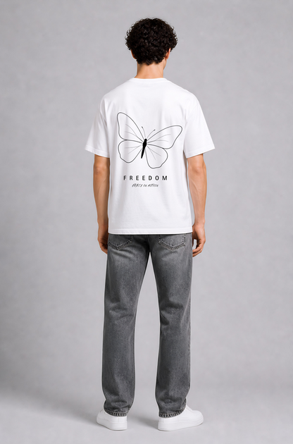 White graphic print oversized t-shirt men - back view
