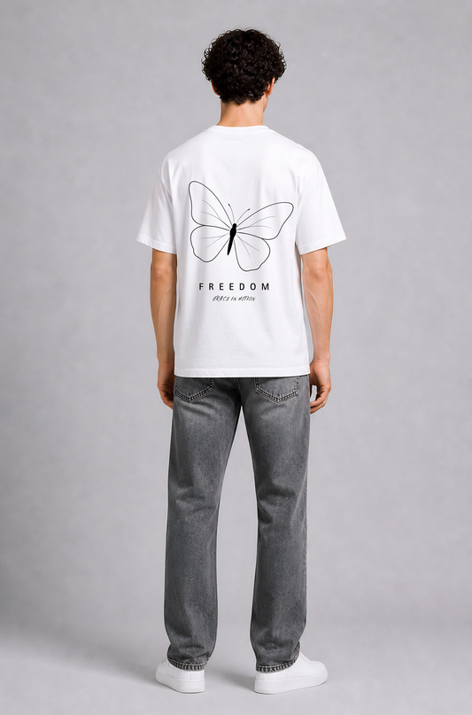 White graphic print oversized t-shirt men - back view
