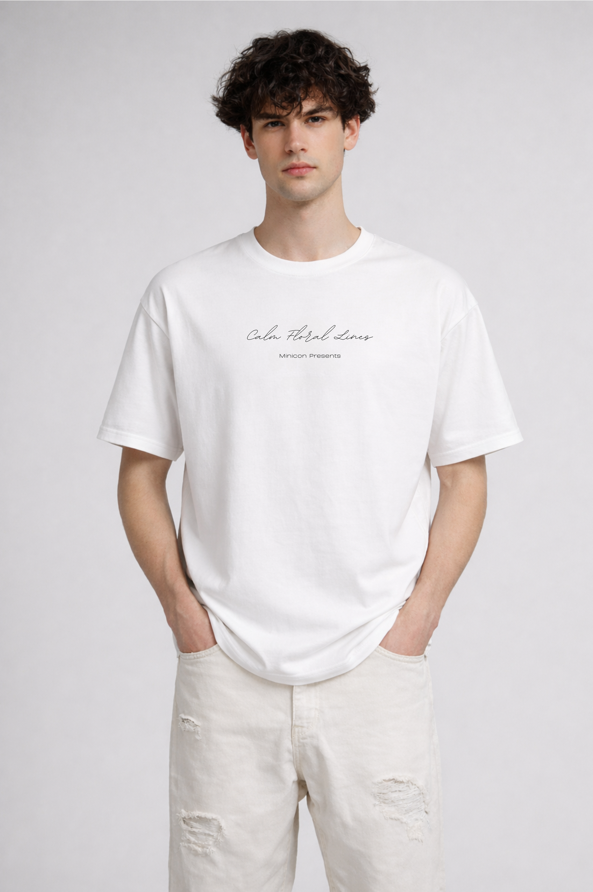 White oversized t-shirt men - front view