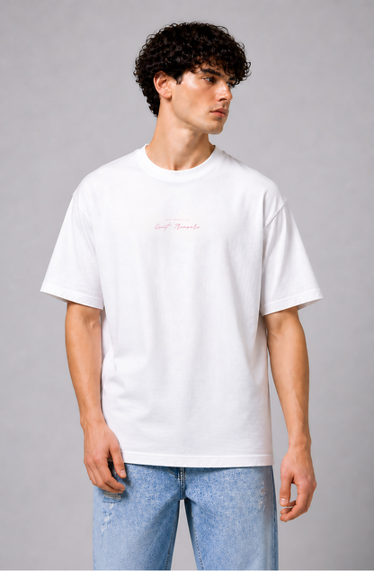 White pink graphic t-shirt men - front close view