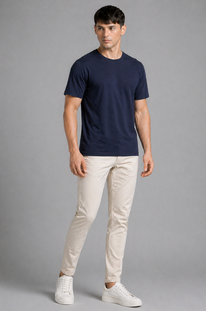 Navy blue oversized t-shirt men - front view-2