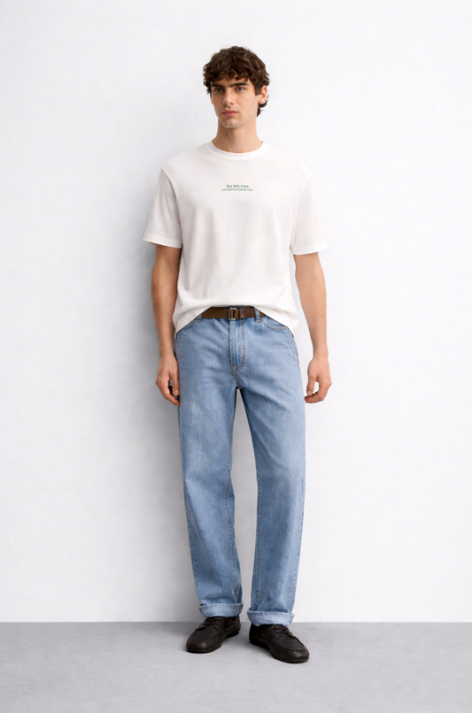 White floral print t-shirt men - front view