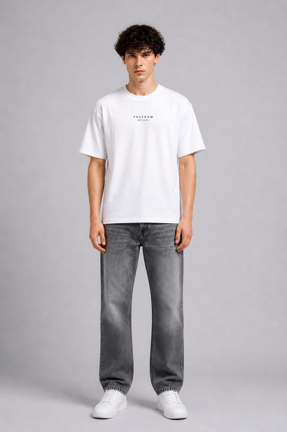 White graphic print oversized t-shirt men - front view