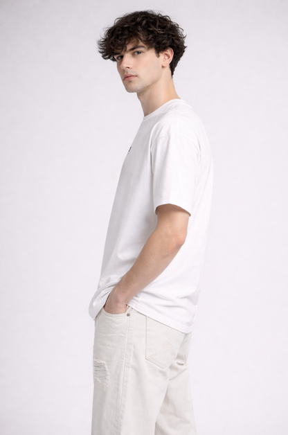 White oversized t-shirt men - side view