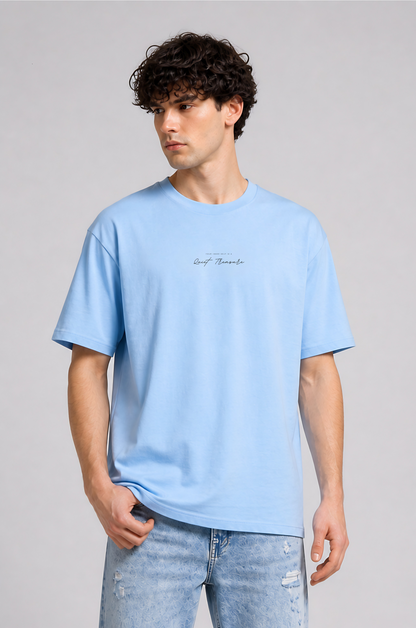 Light blue oversized t-shirt men - front view-2