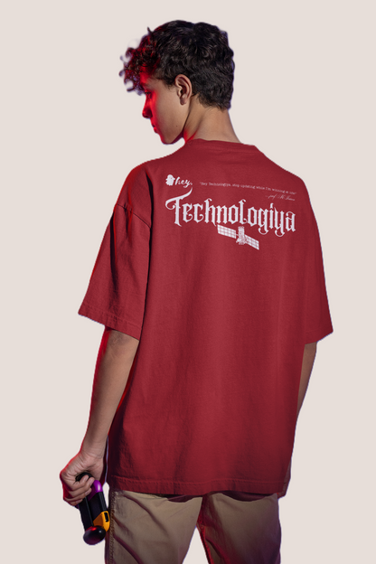 Red graphic print t-shirt men - three-quarter angle