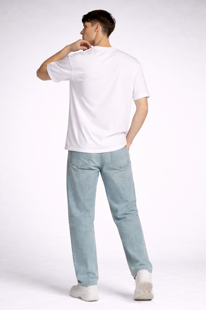 White floral print oversized t-shirt men - back view