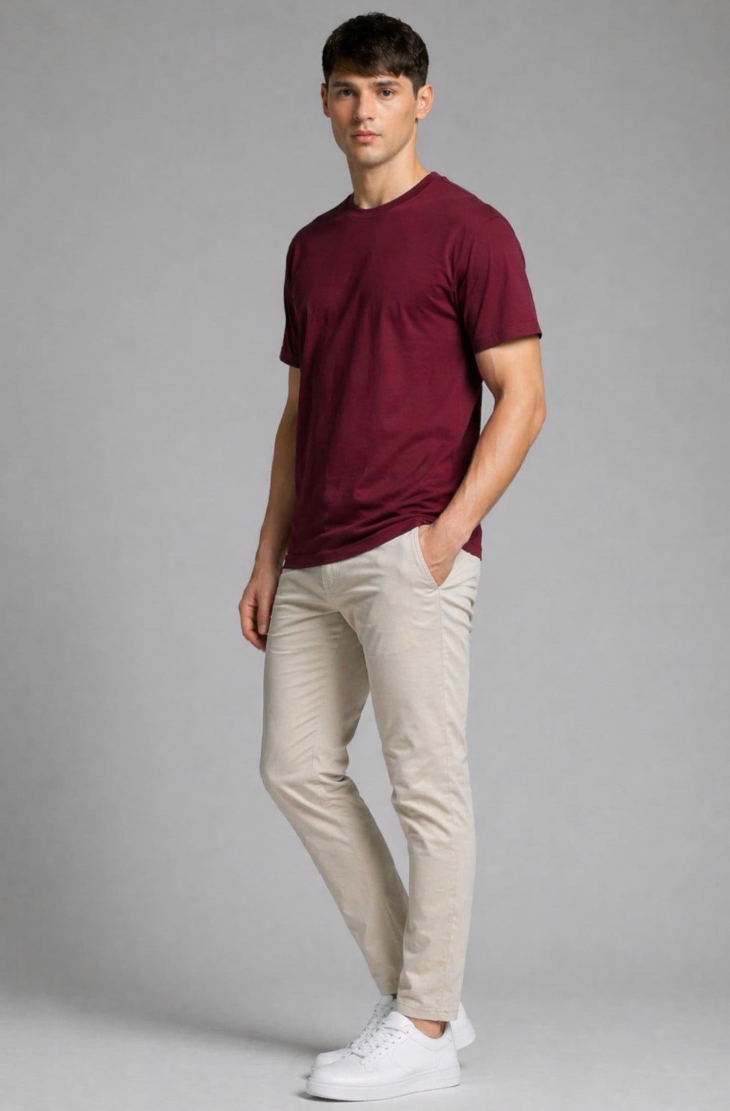 Maroon oversized t-shirt men - front view-2