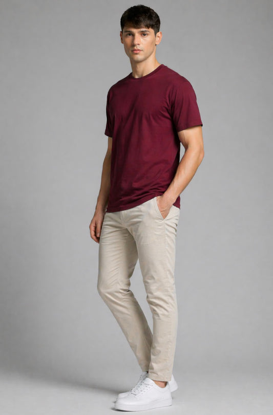 Maroon oversized t-shirt men - front view-2