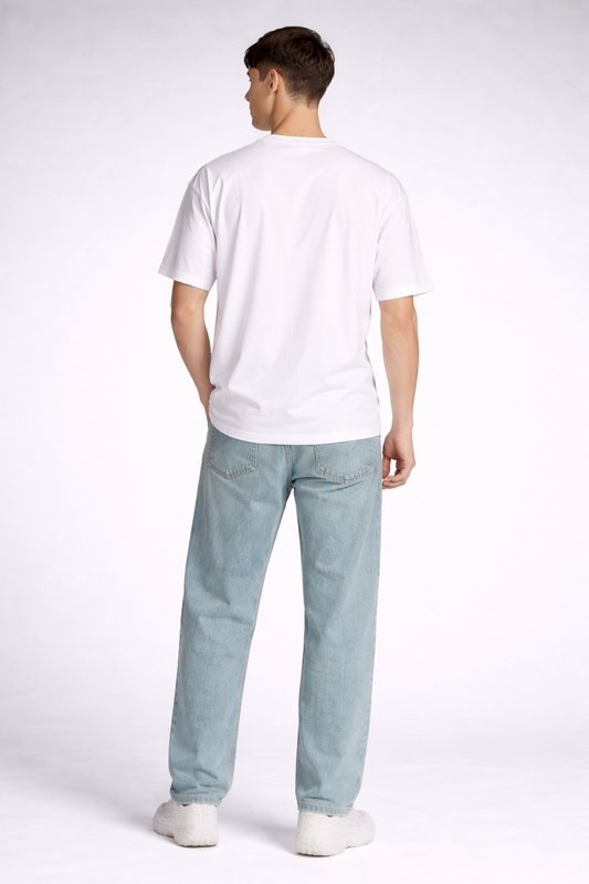 White floral print oversized t-shirt men - back view