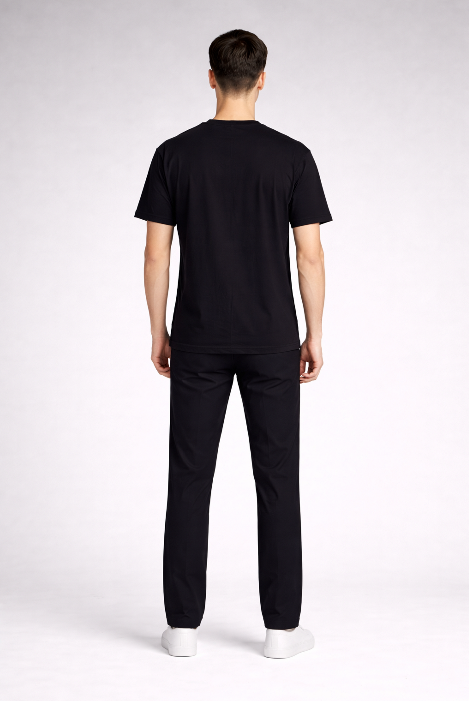 Black floral print oversized t-shirt men - back view