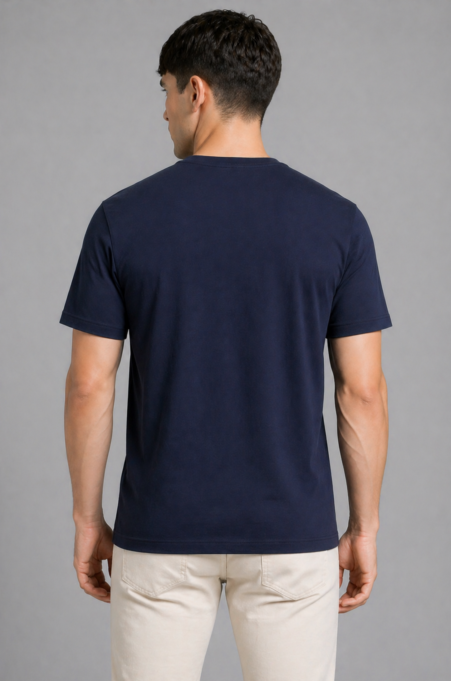 Navy blue oversized t-shirt men - back view