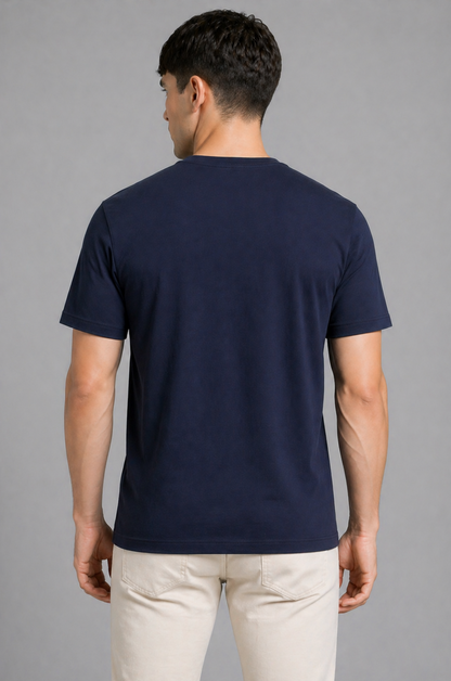 Navy blue oversized t-shirt men - back view