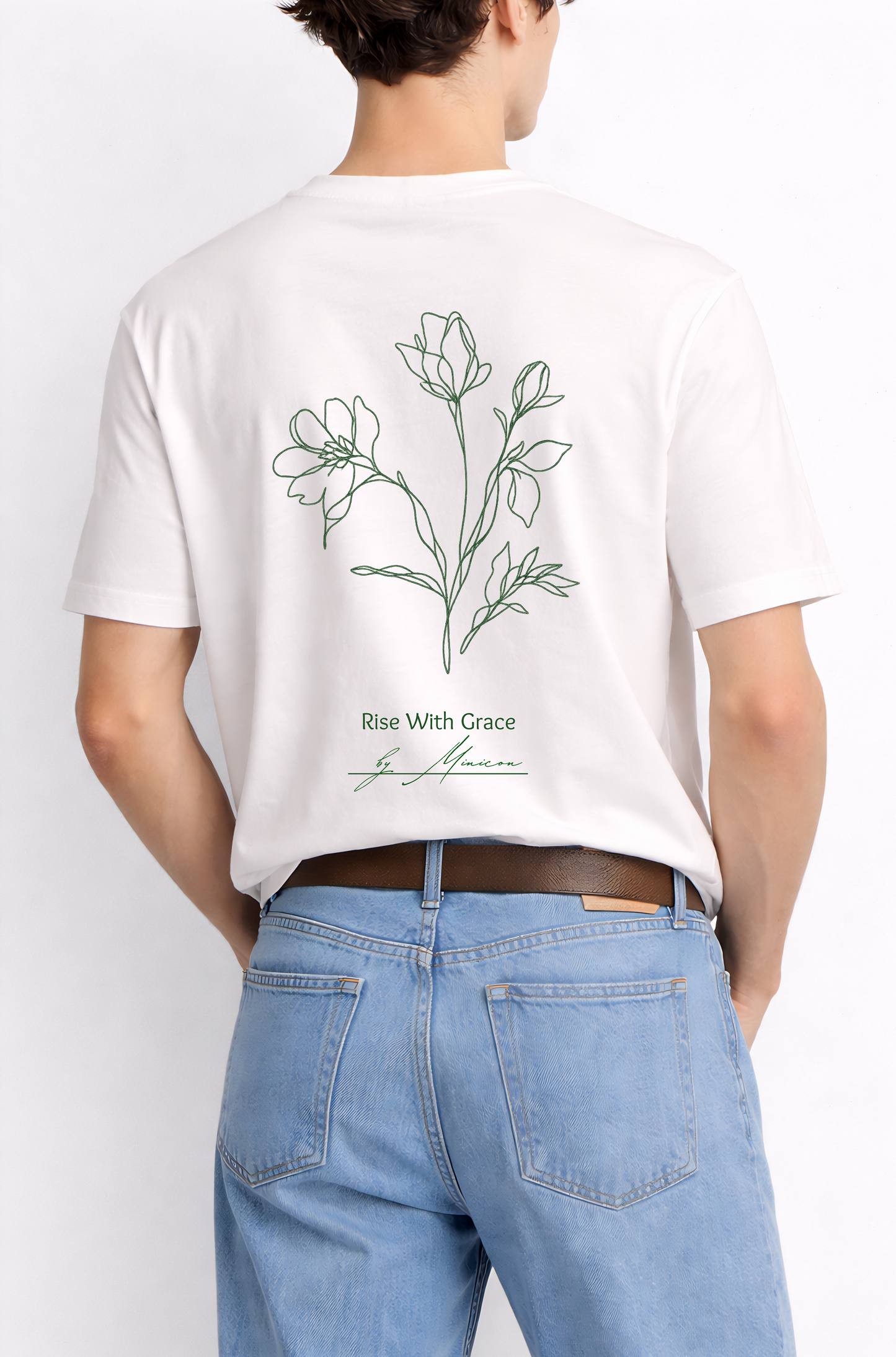 White floral print oversized t-shirt men - back view-2