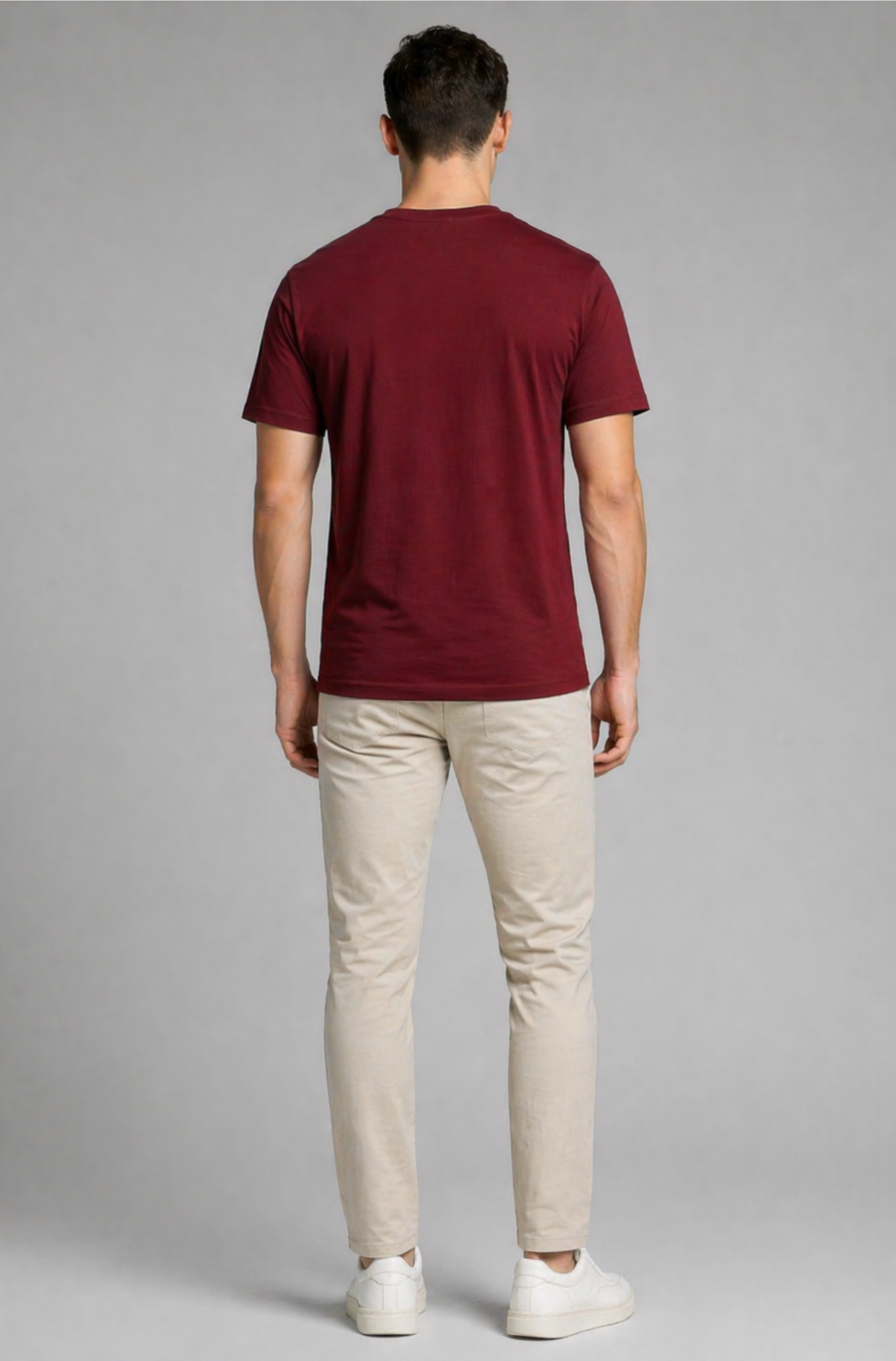 Maroon oversized t-shirt men - back view