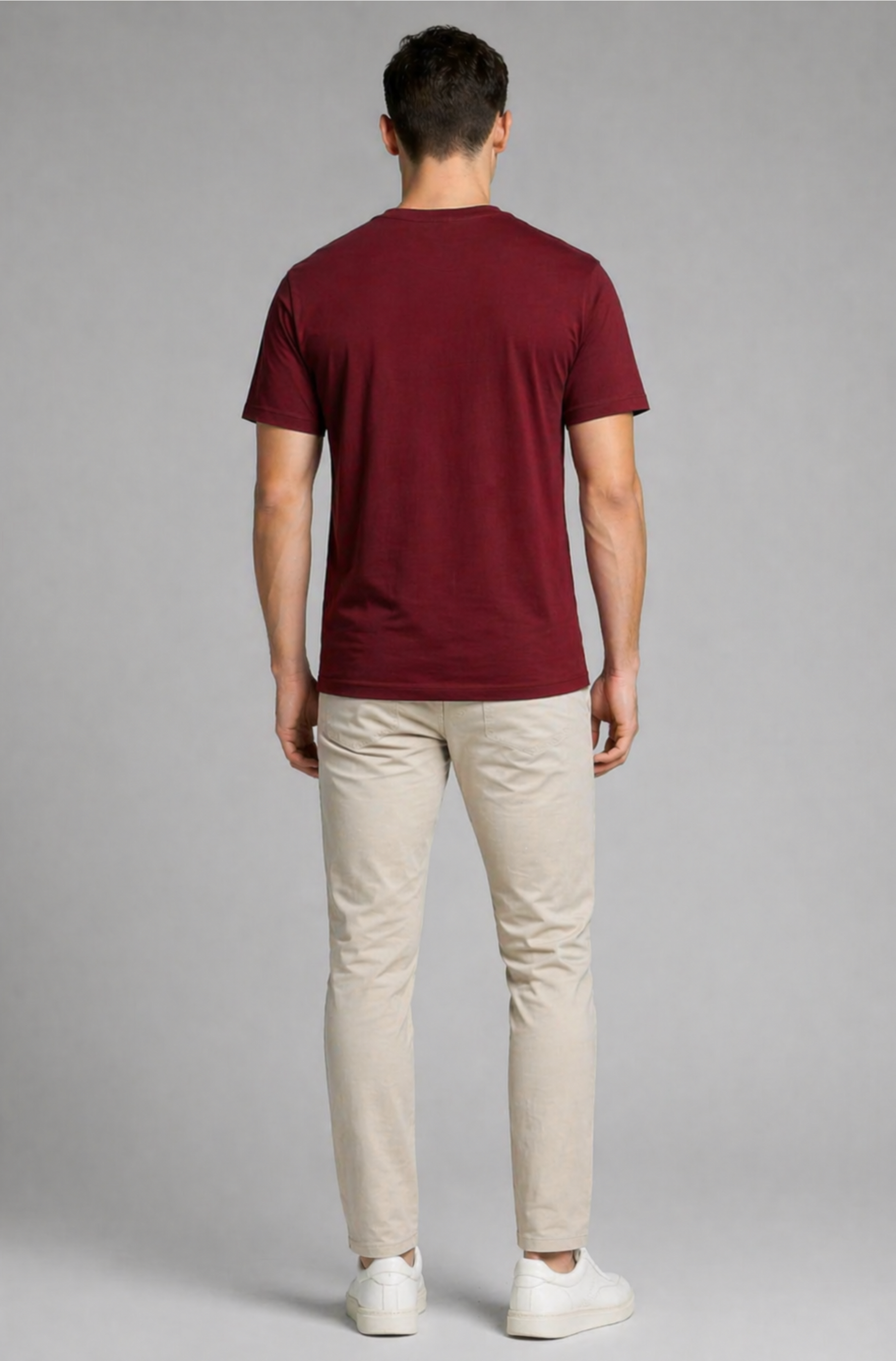 Maroon oversized t-shirt men - back view