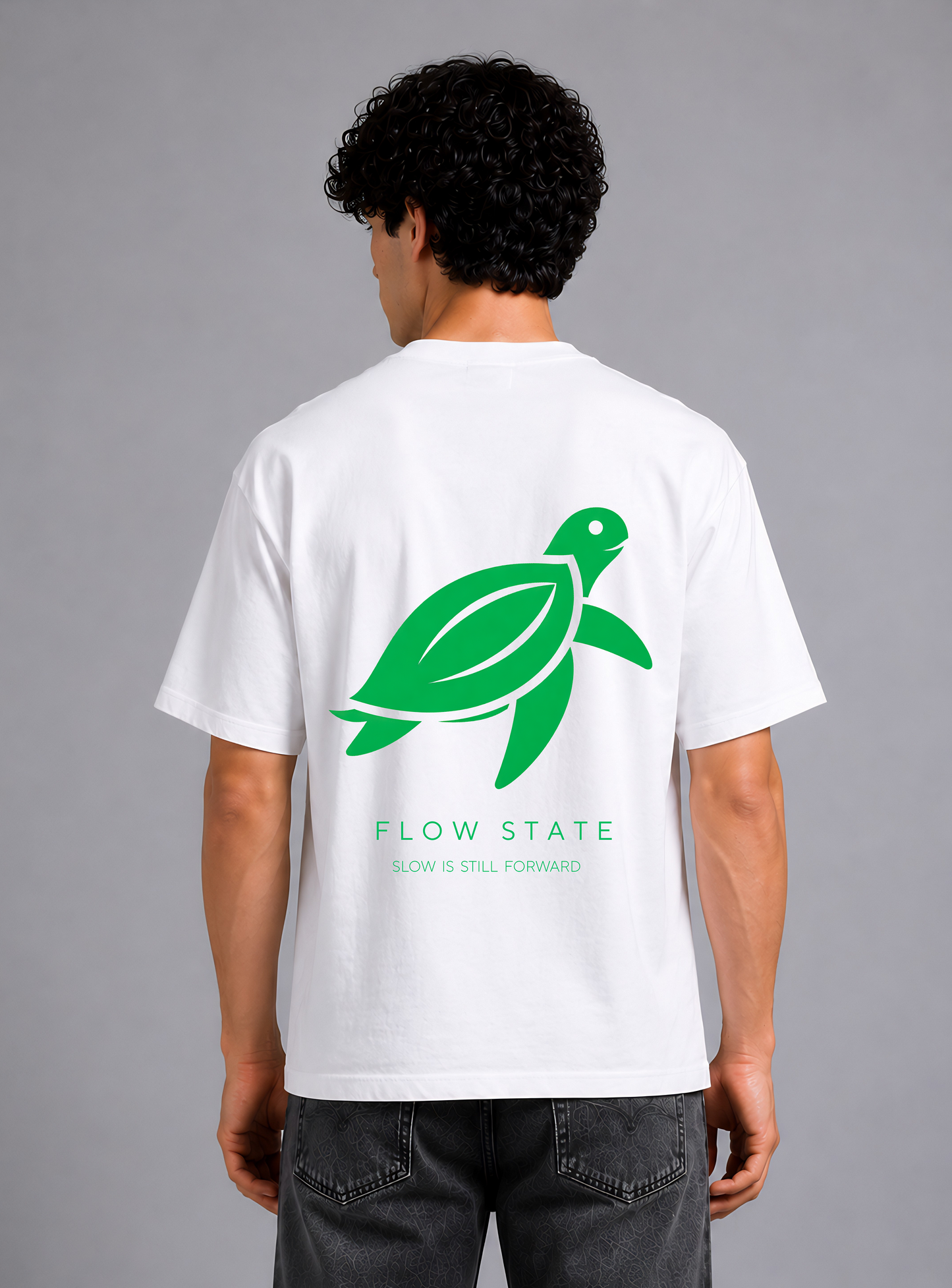 White oversized t-shirt men - back close view