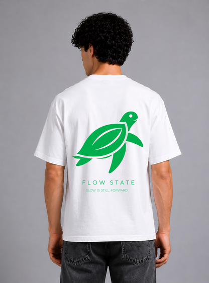 White oversized t-shirt men - back close view