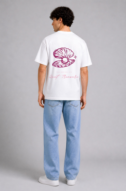 White pink graphic t-shirt men - back full view