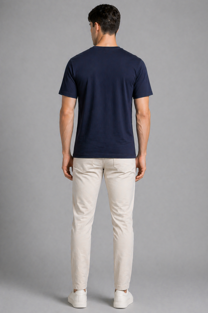 Navy blue oversized t-shirt men - back view-2
