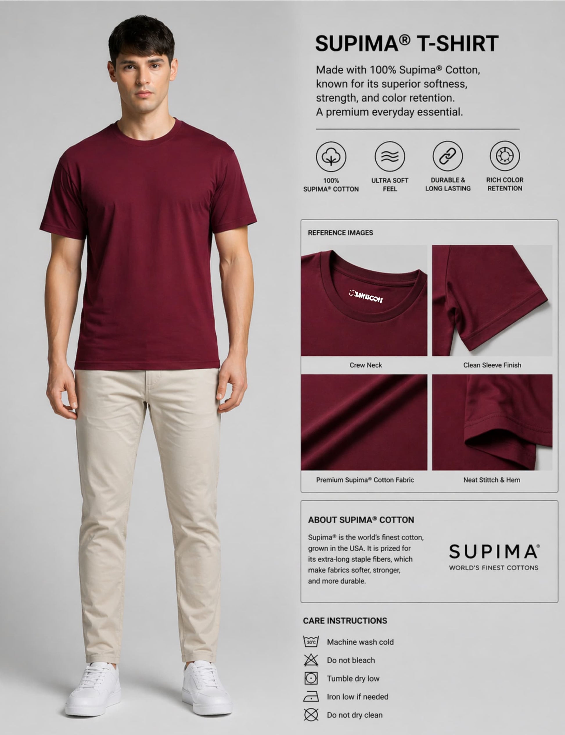 Maroon oversized t-shirt men - close-up fabric detail
