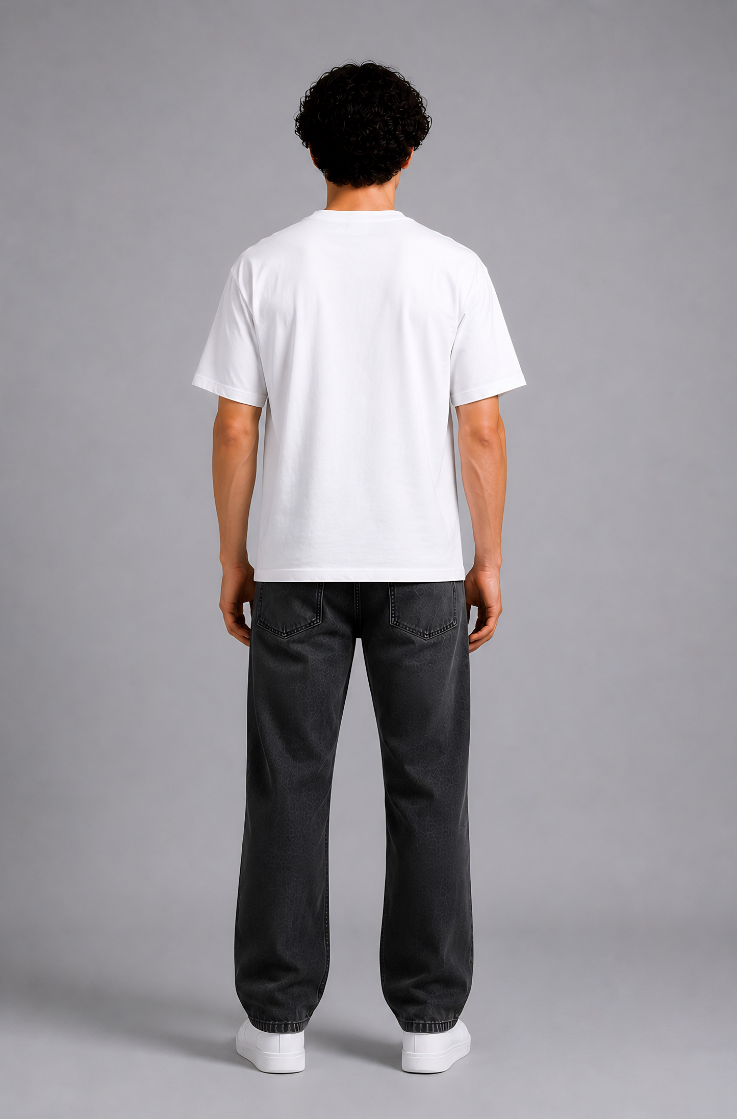 White graphic print oversized t-shirt men - back view