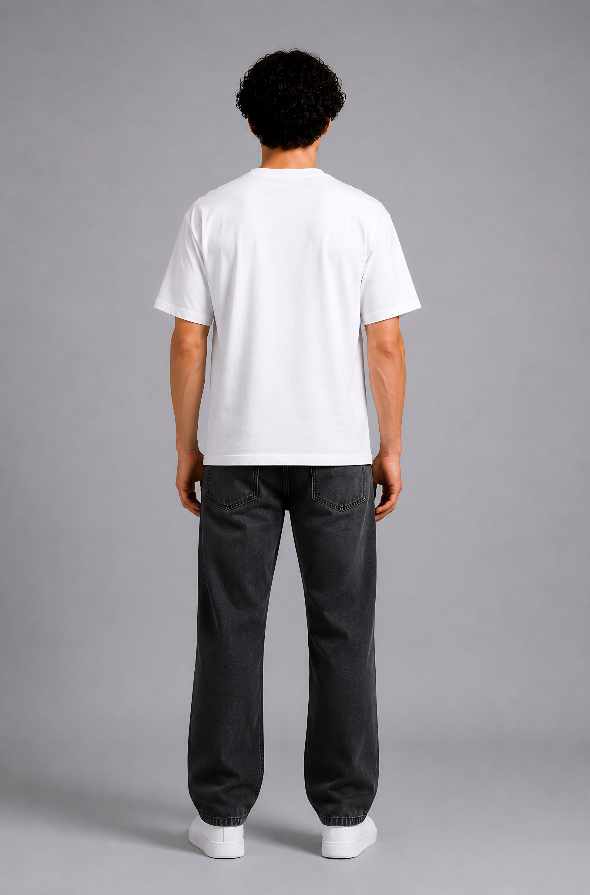 White graphic print oversized t-shirt men - back view