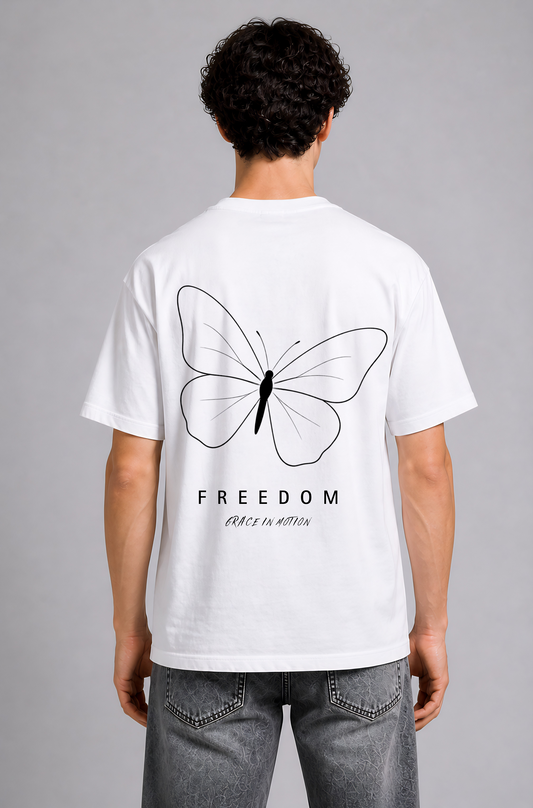 White graphic print oversized t-shirt men - back view