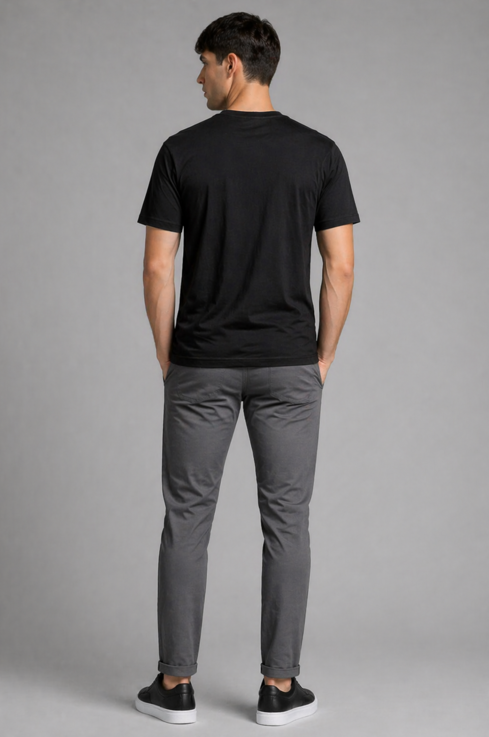 Black oversized t-shirt men - back view