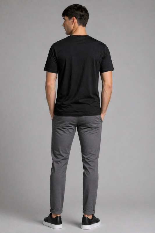 Black oversized t-shirt men - back view