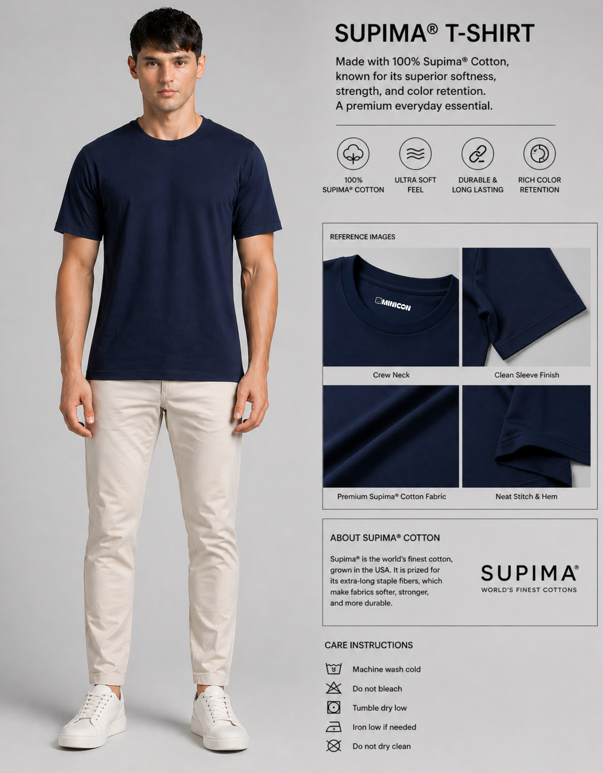 Navy blue oversized t-shirt men close-up fabric detail