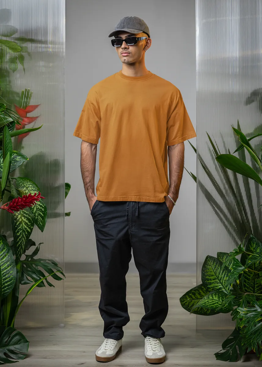 Solid Yellow Mustard Oversized Classic T-Shirt Minicon Solid Yellow Mustard Oversized Classic T-Shirt oversized t-shirt for men India