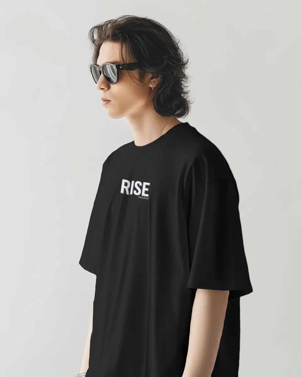 Bloom Rise Black Oversized Classic T-Shirt Minicon Bloom Rise Black Oversized Classic T-Shirt oversized t-shirt for men India