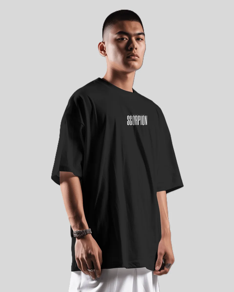 Scorpion Crimson Sting Black Oversized Classic T-Shirt Minicon Scorpion Crimson Sting Black Oversized Classic T-Shirt printed t-shirt for men
