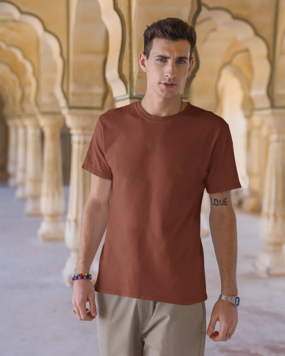 Solid Brick Red Regular T-Shirt Minicon Solid Brick Red Regular T-Shirt regular fit t-shirt for men India