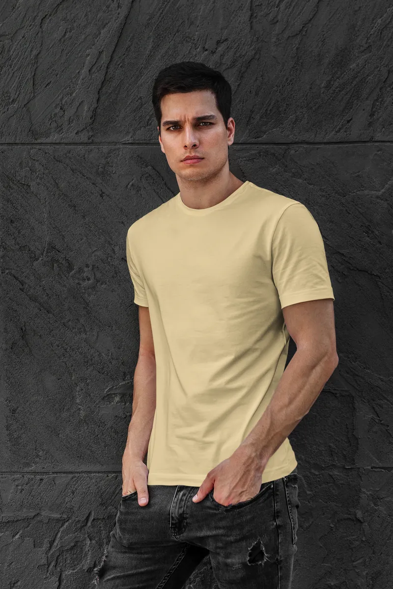 Supima Beige T-Shirt Minicon Supima Beige T-Shirt regular fit t-shirt for men India